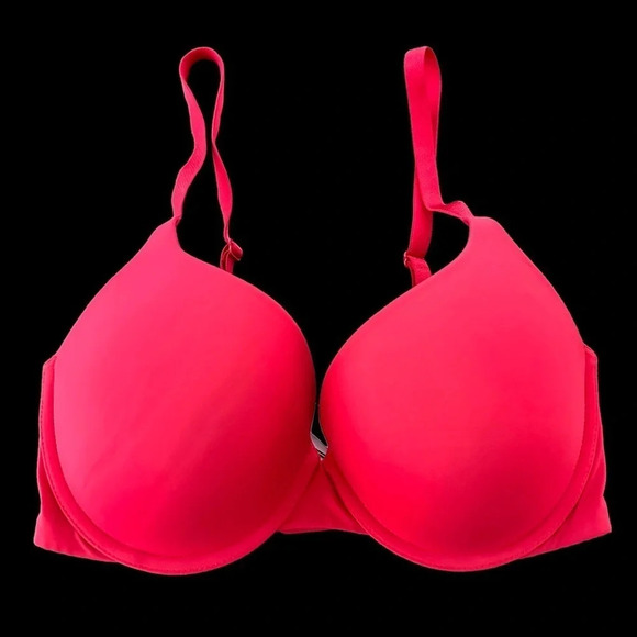Victorias Secret 32 DD Red T Shirt Push Up Bra Full Coverage Underwire padded - Picture 1 of 4